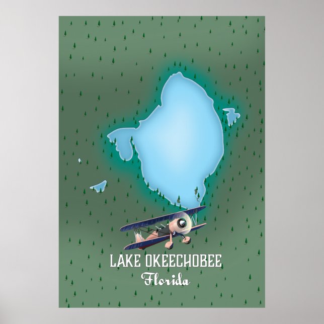 Lake Okeechobee Florida map. Poster (Front)