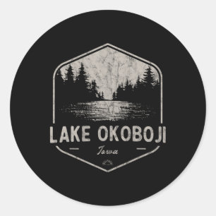 Lake Okoboji Iowa Outdoors Vintage Classic Round Sticker