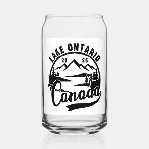 Lake Ontario Black & White Scenic Graphic Printed Can Glass