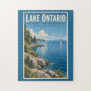 Lake Ontario Illustration Travel Art Vintage Jigsaw Puzzle
