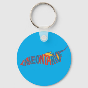 Lake Ontario Letterform Map Circle Keychain