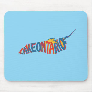 Lake Ontario Letterform Map Light Blue Mousepad