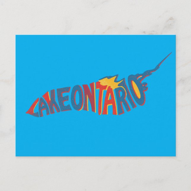 Lake Ontario Letterform Map Postcard (Front)
