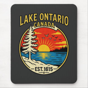 Lake Ontario Pop‑Art Sunset Graphic Colour Block Mouse Pad