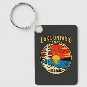 Lake Ontario Pop Art Sunset Rectangle Key Ring