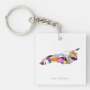 Lake Ontario Silhouette Map Keychain