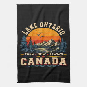 lake ontario then now always canada retro tea towel
