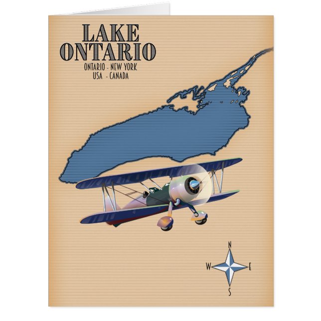Lake Ontario USA Canada map (Front)