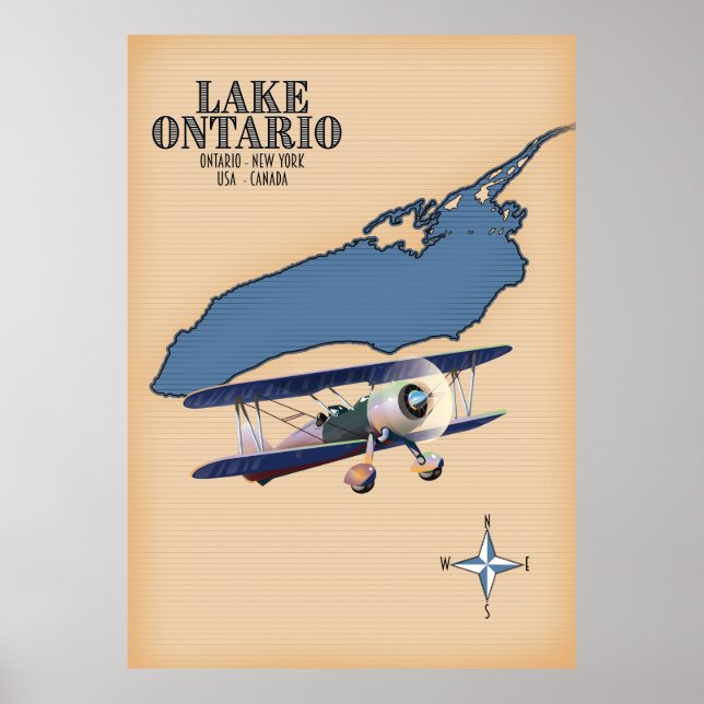 Lake Ontario USA Canada map Poster (Front)