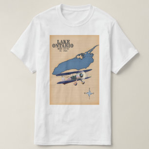 Lake Ontario USA Canada map T-Shirt