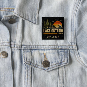 Lake Ontario Vintage Great Lakes Lake Life 15 Cm Square Badge