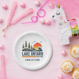 Lake Ontario Vintage Great Lakes Lake Life Paper Plate