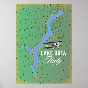 Lake Orta Italy lake map Poster