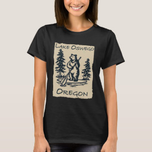 Lake Oswego Oregon Souvenir Bear on Paddleboard SU T-Shirt
