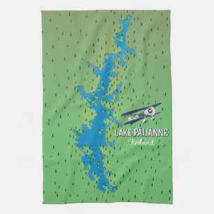 Lake Päijänne Finland beautiful map Tea Towel