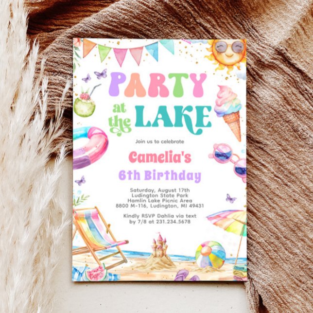 Lake Party Summer Birthday Invitation (Lake Party Summer Birthday Invitation)