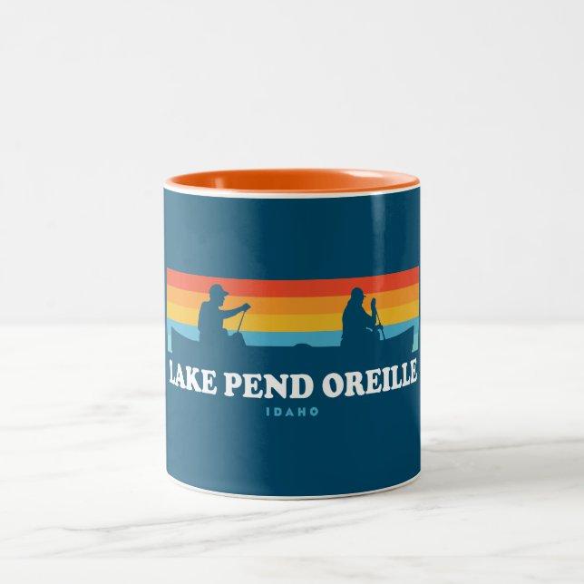 Lake Pend Oreille Idaho Canoe Two-Tone Coffee Mug (Center)