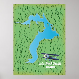 Lake Pend Oreille Idaho map Poster