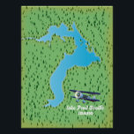 Lake Pend Oreille Idaho map Poster<br><div class="desc">Lake Pend Oreille Idaho map in a vintage syle.</div>