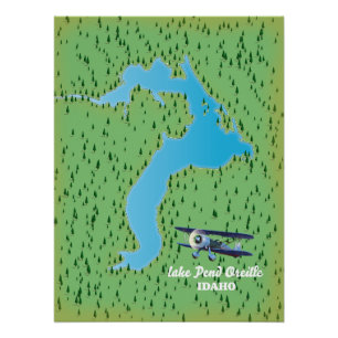 Lake Pend Oreille Idaho map Poster