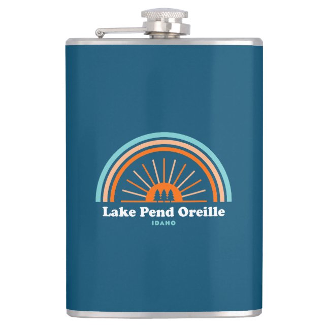 Lake Pend Oreille Idaho Rainbow Hip Flask (Front)