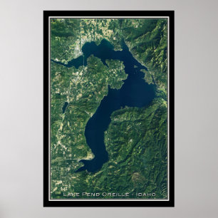 Lake Pend Oreille Idaho Satellite Poster Map