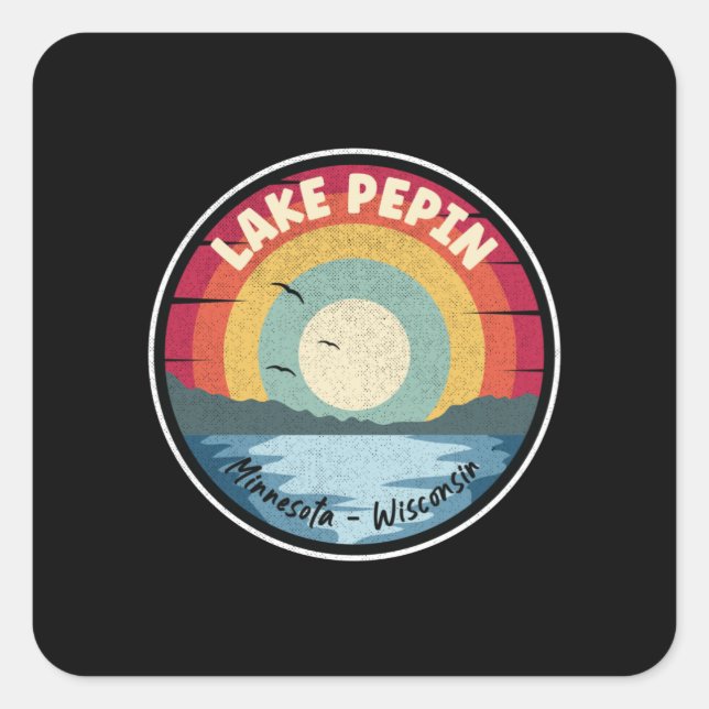 Lake Pepin Minnesota-Wisconsin Colourful Square Sticker (Front)