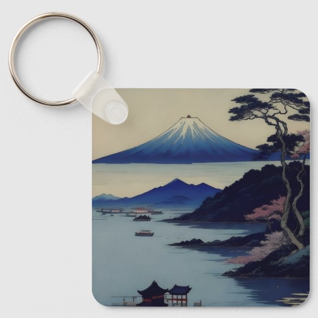 Lake, Pine and Mountain - Japan Key Ring (Front)