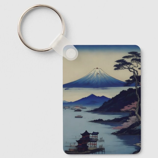 Lake, Pine and Mountain - Japan Key Ring (Front)