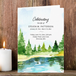 Lake Pine Trees, Celebration of Life Photo Funeral Program