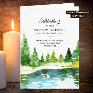 Lake Pine Trees, Photo Download Funeral Program