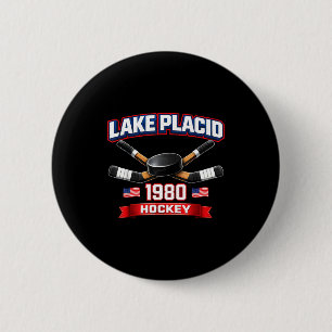 Lake placid 1980 hockey vintage usa puck new york 6 cm round badge