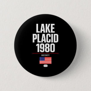 Lake placid 1980 hockey vintage usa puck new york 6 cm round badge