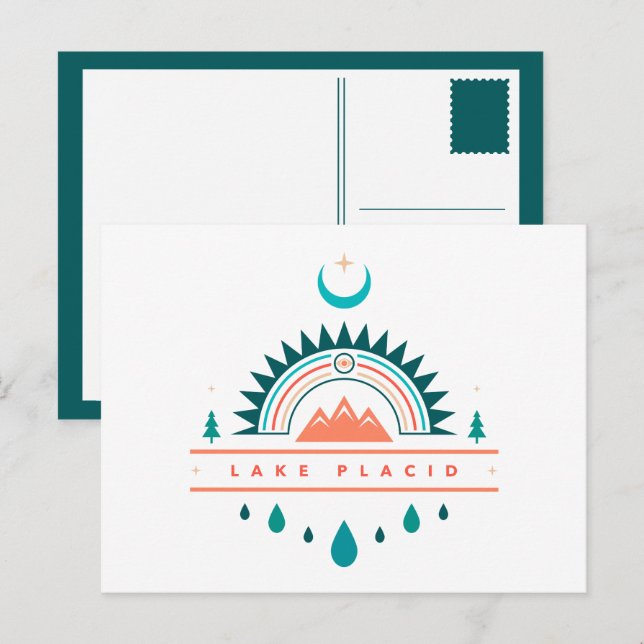 lake placid boho rainbow moon postcard (Front/Back)