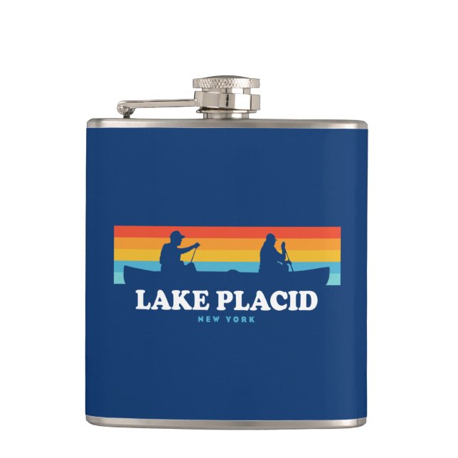 Lake Placid New York Canoe Hip Flask (Front)