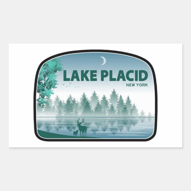 Lake Placid New York Deer Rectangular Sticker (Front)