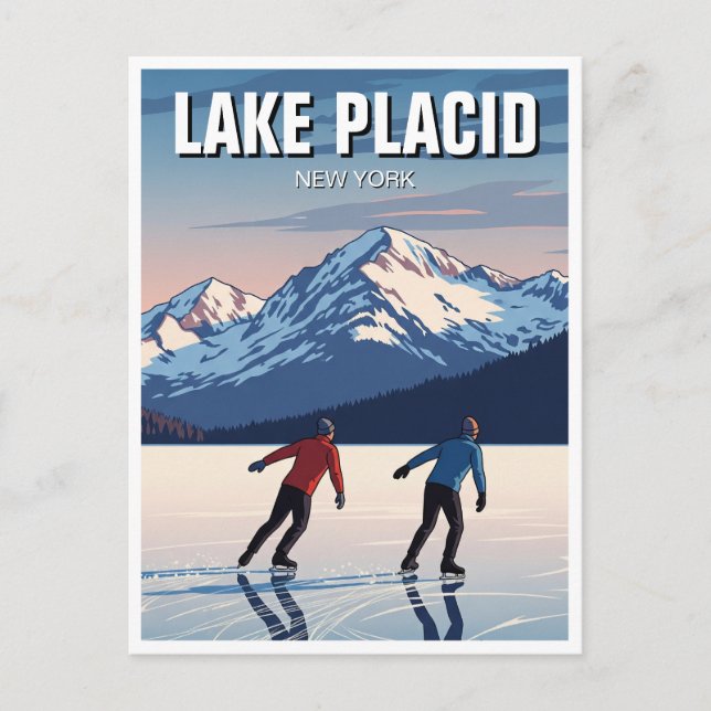 Lake Placid New York Ice Skating Travel Postcard (Front)
