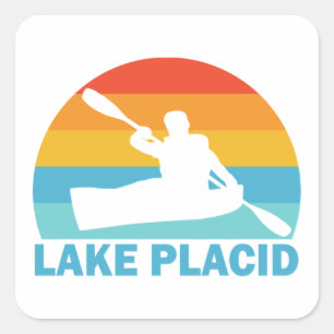 Lake Placid New York Kayak Square Sticker