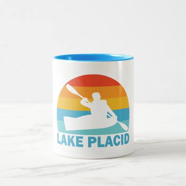 Lake Placid New York Kayak Two-Tone Coffee Mug (Center)