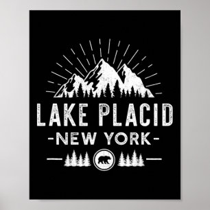 Lake Placid New York - Mountain Skiing Hiking Fish Poster