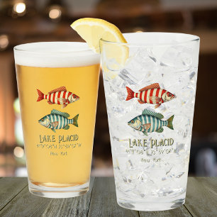 Lake Placid New York nautical fish drinks Glass