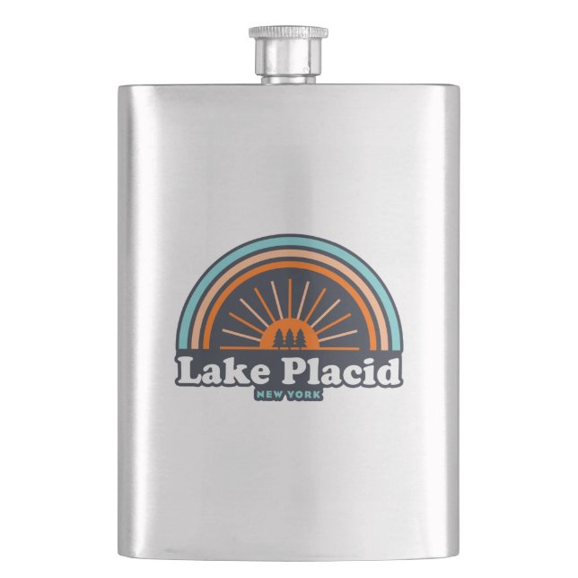 Lake Placid New York Rainbow Hip Flask (Front)
