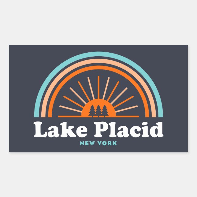 Lake Placid New York Rainbow Rectangular Sticker (Front)