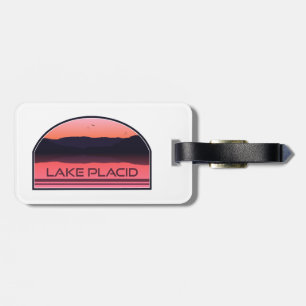 Lake Placid New York Red Sunrise Luggage Tag
