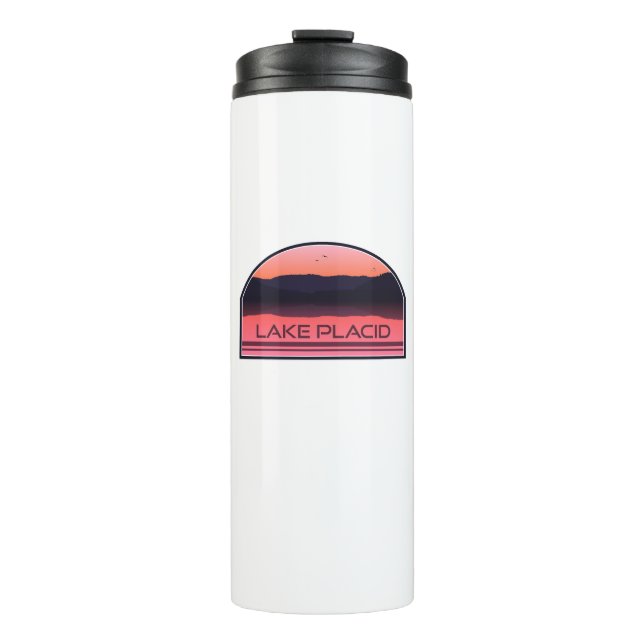 Lake Placid New York Red Sunrise Thermal Tumbler (Front)