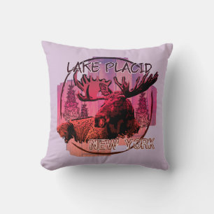 Lake Placid New York rustic moose pillow