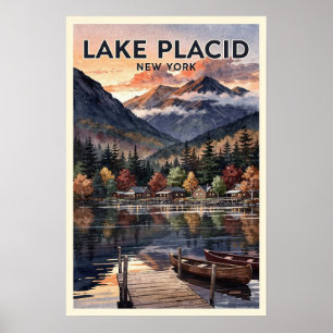 Lake Placid New York Vintage Travel Poster