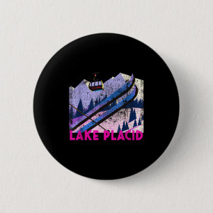 Lake placid ski - vintage style lake placid skiing 6 cm round badge
