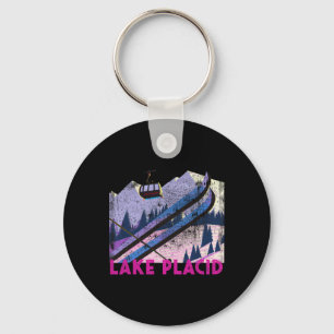Lake Placid Ski - Vintage Style Lake Placid Skiing Key Ring