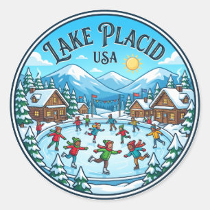 Lake Placid USA Classic Round Sticker
